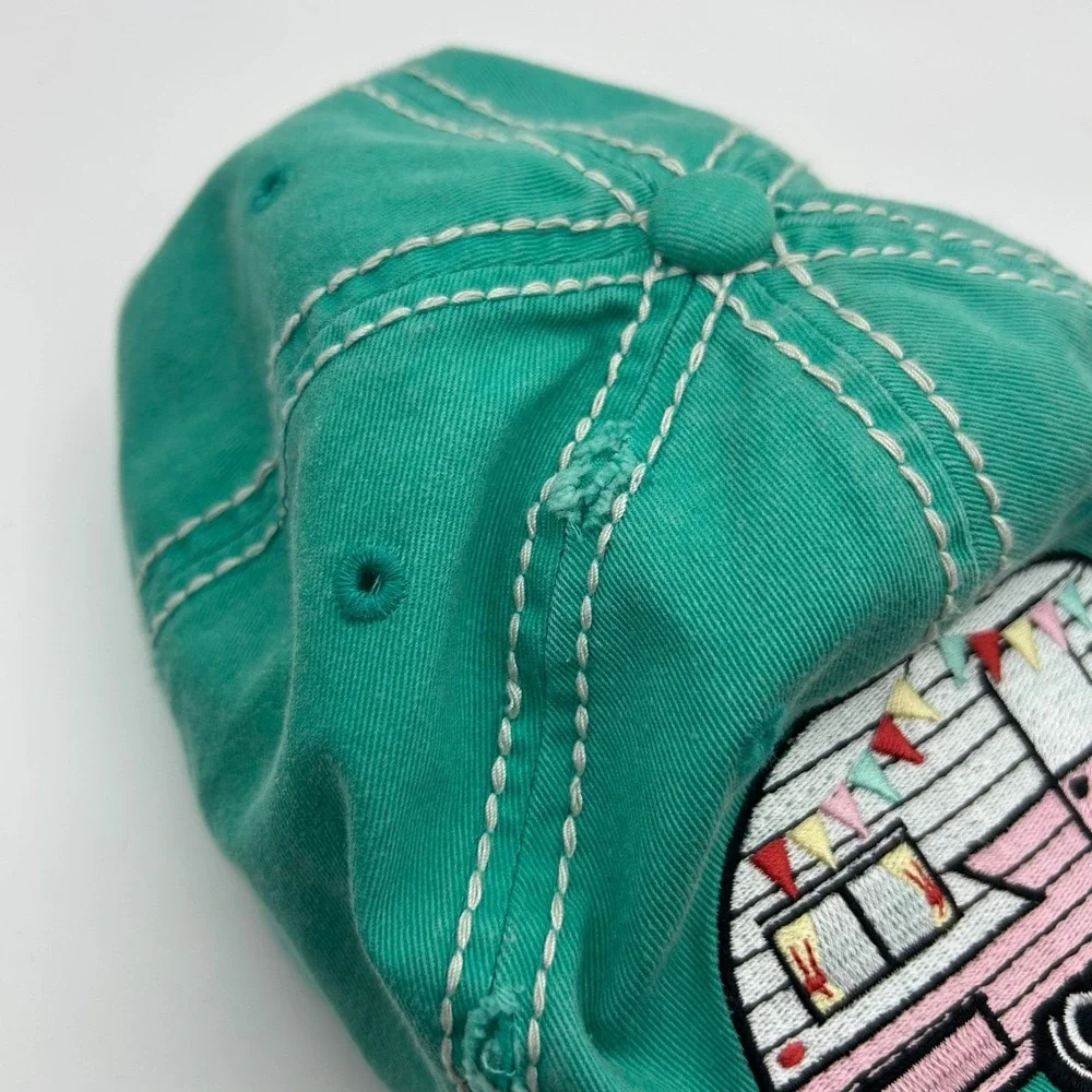 KBETHOS‎ Vintage Teal Green Distressed Camper Trailer Embroidered Baseball Cap